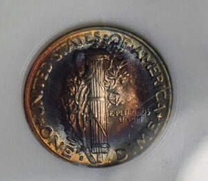 1945年製 マイクロS マーキュリーダイム PCIホルダー ☆ 美しい色合い ☆