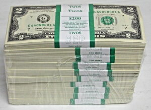 2017A $2 Fed Res Notes - シカゴFRB 額面$200の100 seq SNノート1パック