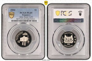 �V���K�|�[�� $1 �v���[�t���C�N Cu-Ni �R�C�� 2004 �N KM#190 JALAN BESAR PCGS PL69 �g�b�v ??