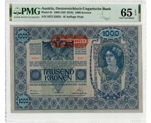 I[XgA 1000 N[l 1902 (1919) II Auflage Ovpt. P#61 PMG 65 EPQ WF UNC