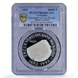 �R�����r�A 10,000 �y�\ Two World Encounter �T���^�t�F �{�S�^ PR66 PCGS ��� 1991�N