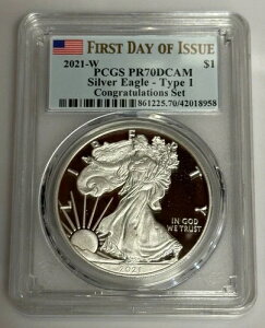 2021 W �v���[�t �V���o�[ �C�[�O�� PCGS PR70 �t�@�[�X�g�X�g���C�N �t���� �R���O���`�����[�V�����Y �Z�b�g �^�C�v 1