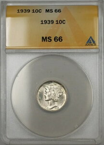 1939�N �V���o�[ �}�[�L�����[ �_�C�� 10�Z���g �R�C�� ANACS MS-66 (�قڃt���X�v���b�g�o���h 11)