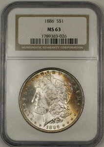 1886年 モルガン シルバードル 1ドル硬貨 NGC MS-63 良好な状態 (13a)