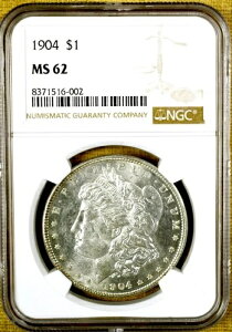 1904 NGC MS62 KE_[ - PQ !!! - 99%FA킸Ƀv[t̂悤