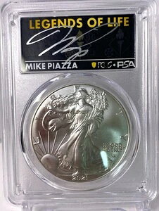 2021年 1ドル アメリカン シルバー イーグル 2 PCGS PSA MS70 レジェンド オブ ライフ マイク・ピアッツァ