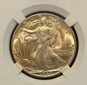 1942 ウォーキング リバティ 50 セント シルバー ハーフ ドル UNC モンスター トーン ビデオをご覧ください!