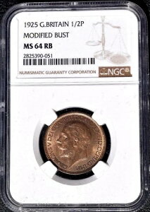 1925�N �C�M���X 1/2�y�j�[�ANGC MS 64 RB�A�󏭂ȃ��t�B�t�����ANGC 1���i