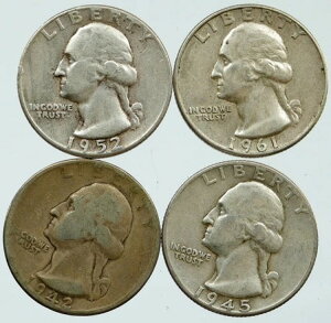 アメリカ合衆国大統領ワシントン記念銀貨 25セント硬貨 4枚セット i116174