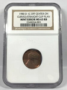 �~���g�G���[ 1980-D �����J�[�� �Z���g �I�t�Z���^�[ �J�[�u/�X�g���[�g�N���b�v NGC MS63 RB 7FBA2