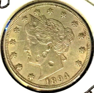 ???? 1894 5c 5Zg ? AUڍ OBV digs Liberty V Nickel ? (CV $55o+) ? ??