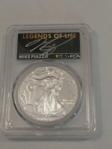 2021(P) PCGS MS 70 緊急発行シルバーイーグルドル、マイク・ピアッツァ直筆サイン