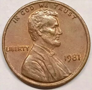 1981年 リンカーン 1セント USA RB アメリカ合衆国 ?? ミントマークなし RB
