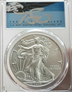 2021年 1ドル アメリカン シルバー イーグル MS70 PCGS トーマス クリーブランド ブルー イーグル 50枚中1枚