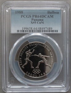�p�i�} Cu-Ni �v���[�t 1 �o���{�A�R�C�� 1988�N X#5 �t�F���V���O PCGS PR64 �g�b�v�|�b�v??