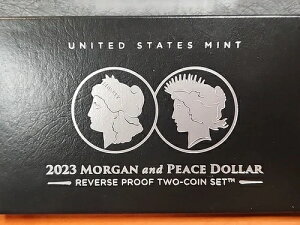 アメリカ造幣局 2023年 モルガン・ピース・ダラー リバース・プルーフ コイン2枚セット