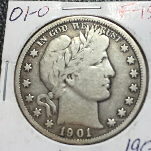 1901-O Fine-VF Barber Half Dollar LITY�����BER�̑啔�� Better Date #1
