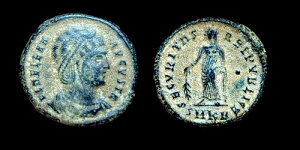 �Ñネ�[�}�̃w���i�E�I�[�K�X�^ AD 328-329 Cyzicus mint Nummus SECVRITAS REIPVBLICE