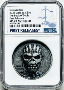 2024年 クック諸島 シルバー アイアンメイデン - 魂の書 2オンス NGC MS70 アンティーク FR