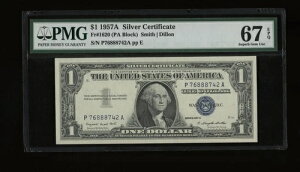 DBR $1 1957-A Vo[ Fr. 1620 PAubN X[p[uWF PMG 67 EPQ VA P76888742A