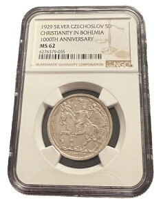 �`�F�R�X���o�L�A 1929�N ��� 5�_�J�b�g NGC MS62 �{�w�~�A�̃L���X�g��