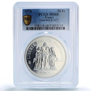 �t�����X 50�t���� �w���N���X ���R ���� �F�� MS68 PCGS ��� 1976�N