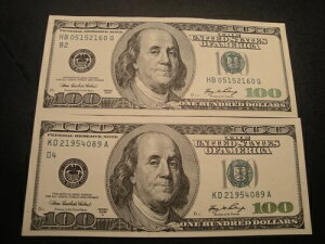 (2) 100.00ドル シリーズ2006および2006-A連邦準備銀行券 BU 未流通状態