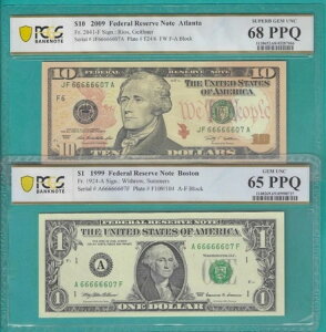 1�h����10�h����2X�}�b�`���O�V���A���ԍ�SOLID 6s 66666607 PCGS�O���[�h65/68