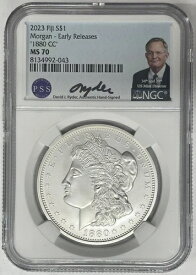 2023年 フィジー 1880-CC モルガン・ダラー NGC MS 70 アーリーリリース デビッド・ライダー直筆サイン入り