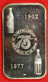 【極美品/品質保証書付】 アンティークコイン モダンコイン [送料無料] 1977年コカ・コーラ75年のボトル入り飲料リフレッシュメント1オンス.999ファインシルバー 1977 Coca-Cola 75 Years of Bottled Refreshment 1 oz .999 Fine Silver