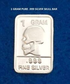 【極美品/品質保証書付】 アンティークコイン モダンコイン [送料無料] 頭蓋骨-1グラムGR G .999ファインピュアソリッドシルバーの強気バー SKULL - 1 GRAM GR G .999 Fine Pure Solid Silver Bullion Bar