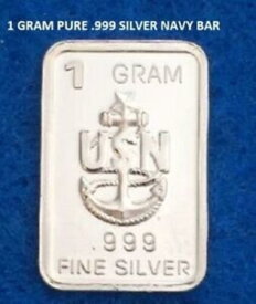 【極美品/品質保証書付】 アンティークコイン モダンコイン [送料無料] US Navy-1 Gram g .999細かい純粋な固形銀地金バー US NAVY- 1 GRAM GR G .999 Fine Pure Solid Silver Bullion Bar