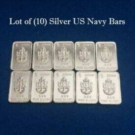 【極美品/品質保証書付】 アンティークコイン モダンコイン [送料無料] たくさん（10）1グラム純粋な.999シルバーUSネイビーバー Lot of (10) 1 Gram Pure .999 Silver US NAVY Bars