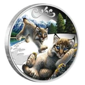 【極美品/品質保証書付】 アンティークコイン モダンコイン [送料無料] 2016 Lynx Cubs Tuvalu 2016 Lynx Cubs Tuvalu 1/2 oz SIlver Proof 50c Half Dollar Coin Colorized
