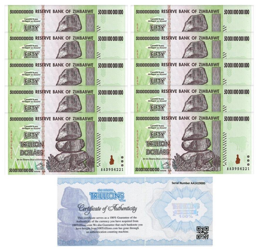 アンティークコイン モダンコイン [送料無料] ジンバブエ50兆ドル請求
