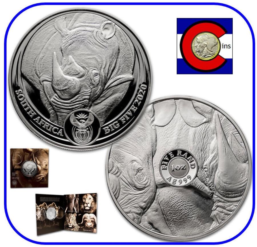 アンティークコイン モダンコイン [送料無料] 2020南アフリカビッグ5サイノ1オンスシルバーコイン - オリジナルのブリスターパック 2020 South Africa Big Five RHINO 1 oz Silver Coin -- in original blister packのサムネイル