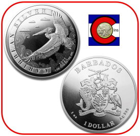 【極美品/品質保証書付】 アンティークコイン モダンコイン [送料無料] 2021バルバドス1オンス$ 1シルバーカリビアンペリカンブーコインカプセル 2021 Barbados 1 oz $1 Silver Caribbean Pelican BU Coin in capsule