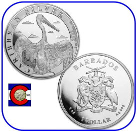 【極美品/品質保証書付】 アンティークコイン モダンコイン [送料無料] 2022バルバドス1オンス$ 1シルバーカリビアンペリカンブーコインカプセル 2022 Barbados 1 oz $1 Silver Caribbean Pelican BU Coin in capsule