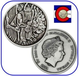 【極美品/品質保証書付】 アンティークコイン モダンコイン [送料無料] 2021 Tuvalu Hades 1oz Mint CapsuleのAntiqued Silver Coin -Gods Olympusシリーズ 2021 Tuvalu Hades 1oz Antiqued Silver Coin in Mint Capsule - Gods Olympus Series