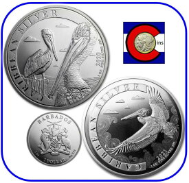 【極美品/品質保証書付】 アンティークコイン モダンコイン [送料無料] 2020＆2021バルバドス1オンス$ 1シルバーカリビアンペリカンBUカプセルの2つのコイン 2020 & 2021 Barbados 1 oz $1 Silver Caribbean Pelican BU Two Coins in capsules