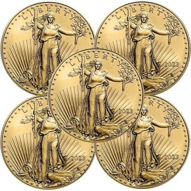 【極美品/品質保証書付】 アンティークコイン モダンコイン [送料無料] たくさんの5-2023 1オンスゴールドアメリカンイーグル$ 50コインbu Lot of 5 - 2023 1 oz Gold American Eagle $50 Coin BU