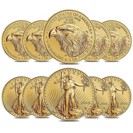 【極美品/品質保証書付】 アンティークコイン モダンコイン [送料無料] たくさんの10-2023 1オンスゴールドアメリカンイーグル$ 50コインbu Lot of 10 - 2023 1 oz Gold American Eagle $50 Coin BU