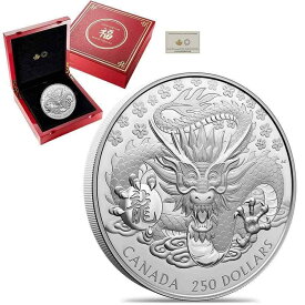 【極美品/品質保証書付】 アンティークコイン モダンコイン [送料無料] 2024カナダドラゴンシルバーコインの1キロの月の年 2024 Canada 1 Kilo Lunar Year of the Dragon Silver Coin