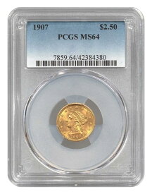 【極美品/品質保証書付】 アンティークコイン モダンコイン [送料無料] 1907リバティヘッド$ 2.50ゴールドクォーターイーグルPCGSMS64 1907 Liberty Head $2.50 Gold Quarter Eagle PCGS MS64