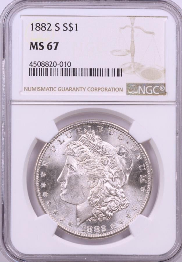 アンティークコイン モダンコイン [送料無料] 1882-SモーガンシルバーダラーNGC MS67 1882-S Morgan Silver Dollar NGC MS67のサムネイル