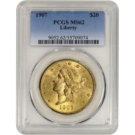【極美品/品質保証書付】 アンティークコイン モダンコイン [送料無料] 1907 US Gold $ 20 Liberty Headダブルイーグル-PCGSMS62 1907 US Gold $20 Liberty Head Double Eagle - PCGS MS62