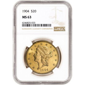 【極美品/品質保証書付】 アンティークコイン モダンコイン [送料無料] 1904 US Gold $ 20 Liberty Headダブルイーグル-NGCMS63 1904 US Gold $20 Liberty Head Double Eagle - NGC MS63
