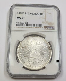 【極美品/品質保証書付】 アンティークコイン モダンコイン [送料無料] 1886-ZS JS NGC MS61 |メキシコ共和国 - シルバー8リアルス8Rコイン＃35682A 1886-ZS JS NGC MS61 | REPUBLIC of MEXICO - Silver Eight Reales 8R Coin #35682A