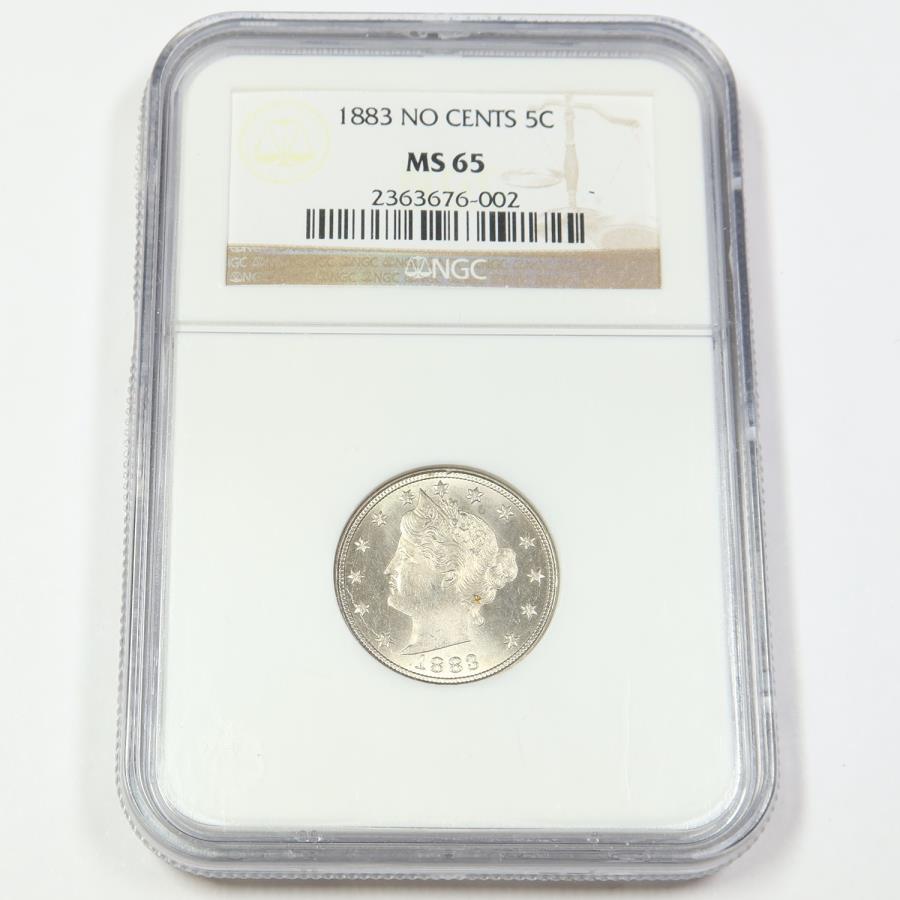 アンティークコイン モダンコイン [送料無料] 1883セントNCG MS65 | Liberty V Nickel -5C US Coin＃43754B 1883 NO CENTS NCG MS65 | Liberty V Nickel - 5c US Coin #43754Bのサムネイル
