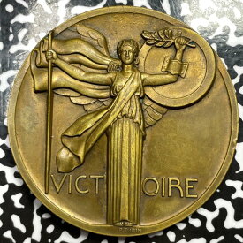 【極美品/品質保証書付】 アンティークコイン モダンコイン [送料無料] 1918年フランス第一次世界大戦の勝利アールデコメダルP.トリノロット＃OV770 68mm 1918 France WWI Armistice Victory Art Deco Medal By P. Turin Lot#OV770 68mm
